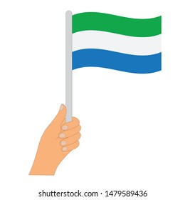 Flag of Sierra  . Hand holding a Sierra  flag - vector icon.