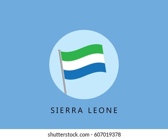Flag of Sierra Leone in blue circle on blue background