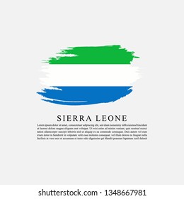 Flag of Sierra Leone with brush stroke effect and information text poster, Sierra Leone Flag template design. Vector Eps 10