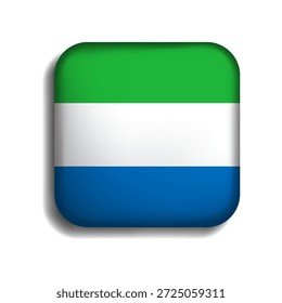 Die Flagge von Sierra Leone mit Schatten. Flag-Symbol. 3D-Symbol. Die quadratische Form