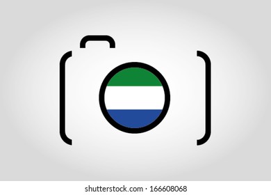 The flag of Sierra Leone in a Camera Lens