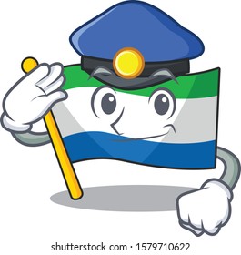 Flag Sierra Leone Cartoon Character Dressed As A Police Officer