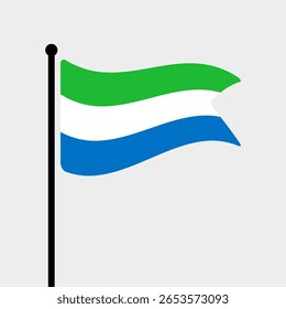 Bandeira de Serra Leoa. Serra Leoa bandeira computador digital vetor ilustração ícone design. Bandeira de mastro flutuante.