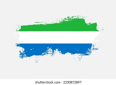 Flag of Sierra Leone country with hand drawn brush stroke vector illustration