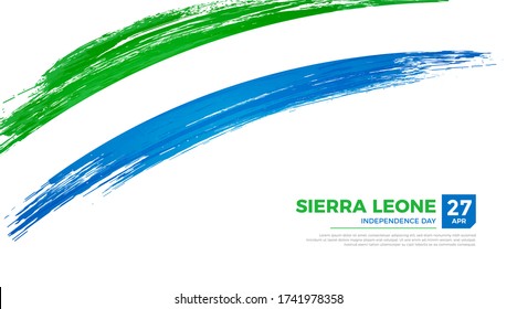 Flag of Sierra Leone country. Happy Independence day of Sierra Leone background with grunge brush flag illustration