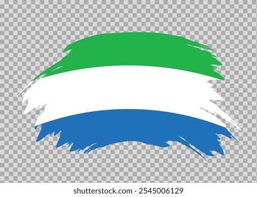 Flag of Sierra Leone with distressed paint stroke brush effect on isolated background