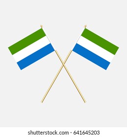 Flag of Sierra Leone with flagpole. Vector illustration.