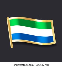 flag of Sierra Leone in the form of badge, flat image