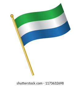 Flag of Sierra Leone, Sierra Leone flag Golden waving isolated vector illustration eps10.