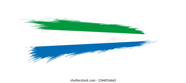 Flag of Sierra Leone in grunge brush stroke, vector grunge illustration.