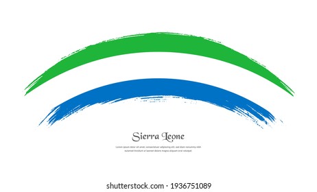 Flag of Sierra Leone in grunge style stain brush with waving effect on isolated white background