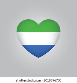 Bandera de Sierra Leona en el corazón. Vector de bandera de Sierra Leona. Amar el símbolo de Sierra Leona