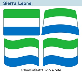 Flag of Sierra Leone. Flag icon set of four different shapes. Vector Illustration.