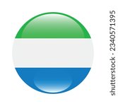 Flag of Sierra Leone. Flag icon. Standard color. Circle icon flag. 3d illustration. Computer illustration. Digital illustration. Vector illustration.