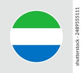 The flag of Sierra Leone. Flag icon. Standard color. Round flag. Computer illustration. Vector illustration.	