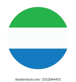 The flag of Sierra Leone. Flag icon. Standard color. Round flag. Computer illustration. Digital illustration. Vector illustration.