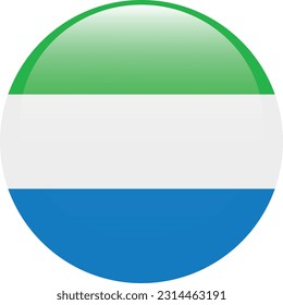 Flag of Sierra Leone. Flag icon. Standard color. A round flag. 3d illustration. Computer illustration. Digital illustration. Vector illustration.