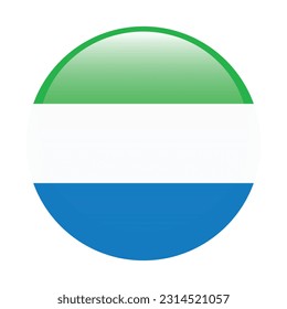 Flag of Sierra Leone. Flag icon. Standard color. A round flag. 3d illustration. Computer illustration. Digital illustration. Vector illustration.