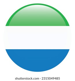 Flag of Sierra Leone. Flag icon. Standard color. A round flag. 3d illustration. Computer illustration. Digital illustration. Vector illustration.