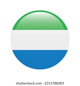 Flag of Sierra Leone. Flag icon. Standard color. A round flag. 3d illustration. Computer illustration. Digital illustration. Vector illustration.