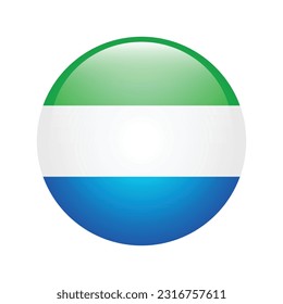 Flag of Sierra Leone. Flag icon. Standard color. The round flag. 3d illustration. Computer illustration. Digital illustration. Vector illustration.