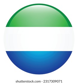 Flag of Sierra Leone. Flag icon. Standard color. The round flag. 3d illustration. Computer illustration. Digital illustration. Vector illustration.