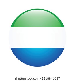 Flag of Sierra Leone. Flag icon. Standard color. The round flag. 3d illustration. Computer illustration. Digital illustration. Vector illustration.