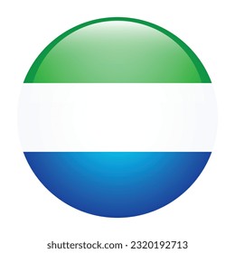 Flag of Sierra Leone. Flag icon. Standard color. The round flag. 3d illustration. Computer illustration. Digital illustration. Vector illustration.