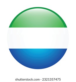 Flag of Sierra Leone. Flag icon. Standard color. The round flag. 3d illustration. Computer illustration. Digital illustration. Vector illustration.