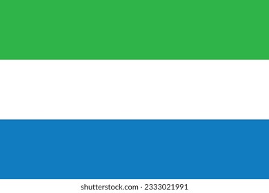 Flag of Sierra Leone. Flag icon. Standard color. Standard size. A rectangular flag. Computer illustration. Digital illustration. Vector illustration.