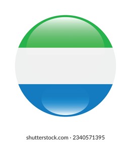 Flag of Sierra Leone. Flag icon. Standard color. Circle icon flag. 3d illustration. Computer illustration. Digital illustration. Vector illustration.