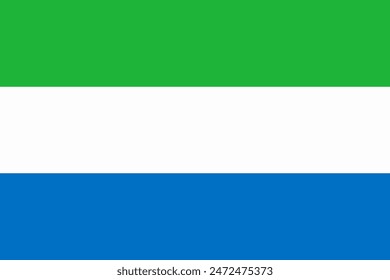 The flag of sierra leone. Flag icon. Standard color. Standard size. A rectangular flag. Computer illustration. Digital illustration. Vector illustration.