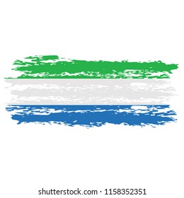 Flag of Sierra Leone the illustration vector on a white background, brush stroke Design Elements