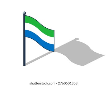 The flag of Sierra Leone isometric vector illustration with shadow Sierra Leonean flag