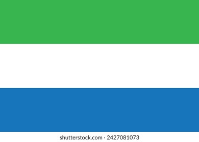 Flagge von Sierra Leone. Sierra Leone grün, weiß und blau Flagge. Staatssymbol der Republik Sierra Leone.