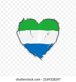 Flag Of Sierra Leone in love texture brush  with transparent background, vector illustration in eps file