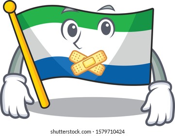 Flag sierra leone mascot cartoon character style making silent gesture