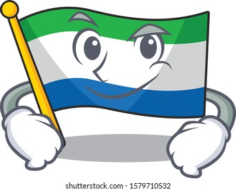 Flag sierra leone mascot cartoon style with Smirking face
