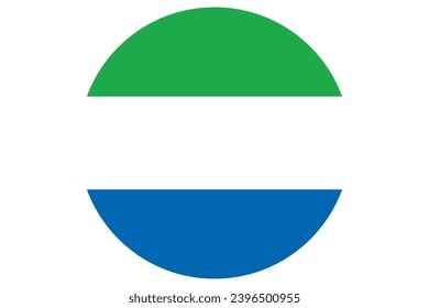 Flag of Sierra Leone. National symbol in official colors. Template icon. Abstract vector background. Round glass light ball, 3D big bubble, sphere.