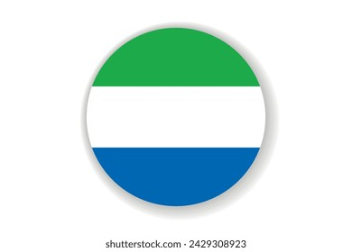 Flag of Sierra Leone. National symbol in official colors. Template icon. Abstract vector background. Round glass light ball, 3D big bubble, sphere.