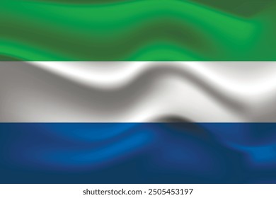 Flagge von Sierra Leone. Nationalsymbol in offiziellen Farben. Vorlagensymbol. Abstrakter Vektorhintergrund.