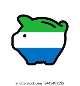 Flag of Sierra Leone, piggy bank icon, vector symbol.