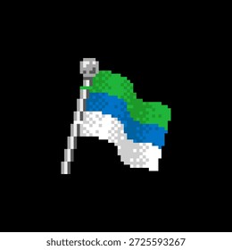 Flagge von Sierra Leone im Pixel Art Style