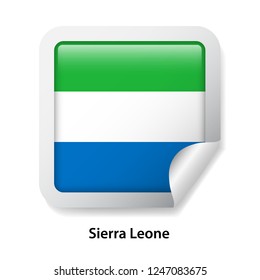 Flag of Sierra Leone. Round glossy badge sticker