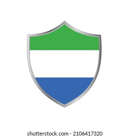 Flag of Sierra Leone with silver shield frame
