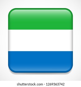 Flag of Sierra Leone. Square glossy badge