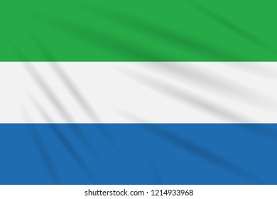 Flag Sierra Leone swaying in wind, realistic vector.