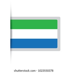 Flag of Sierra Leone. Vector illustration of a stylized flag. The slit in the paper with shadows. isolated on white.