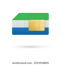 Flag of Sierra Leone. Vector illustration of SIM Card with flag on white background