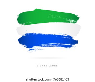 Flag of Sierra Leone. Vector illustration on white background. Beautiful brush strokes. Abstract concept. Elements for design.